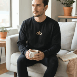 Sweatshirt Noir Alo Logo Doré