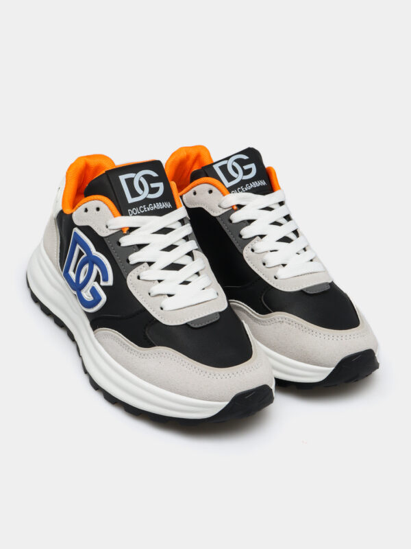 Sneakers Dolce & Gabbana DG Logo – Noir, Gris & Orange – Style Urbain Sportif