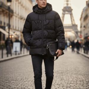 Veste Doudoune Dior à Capuche Motif Oblique Noir