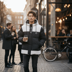 Veste Puffer Trapstar Bicolore à Épaules en Mouton Synthétique