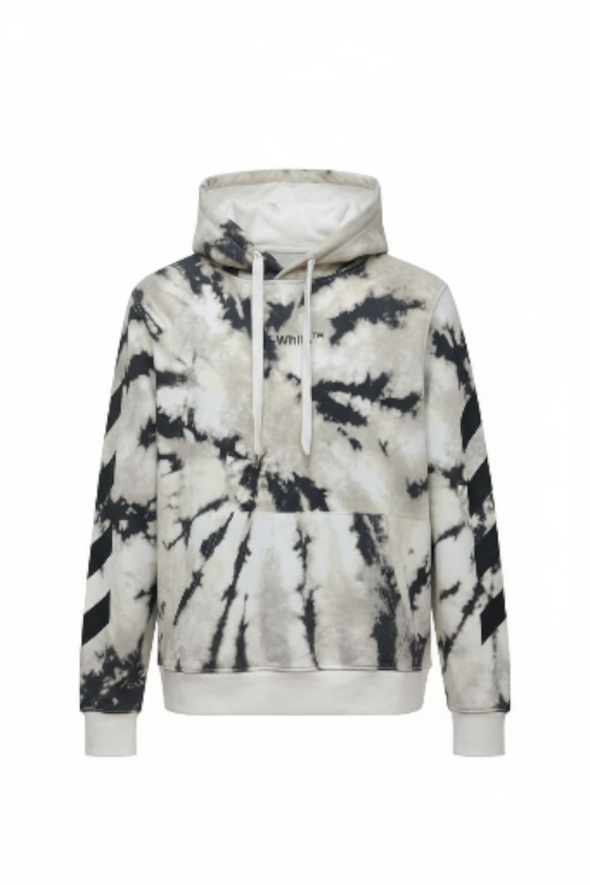 Hoodie en coton à imprimé tie-dye Diag Arrow Off-White (Gris/Blanc)