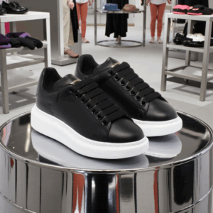 Alexander McQueen - Baskets Oversize en Cuir Noir et Blanc