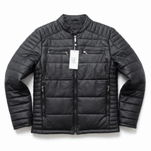 Blouson Matelassé Noir Texturé