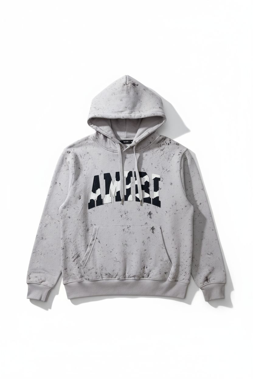 Sweat à capuche AMIRI gris effet tache vintage