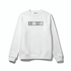 Sweat-shirt Calvin Klein Logo Encadré - Blanc Vif