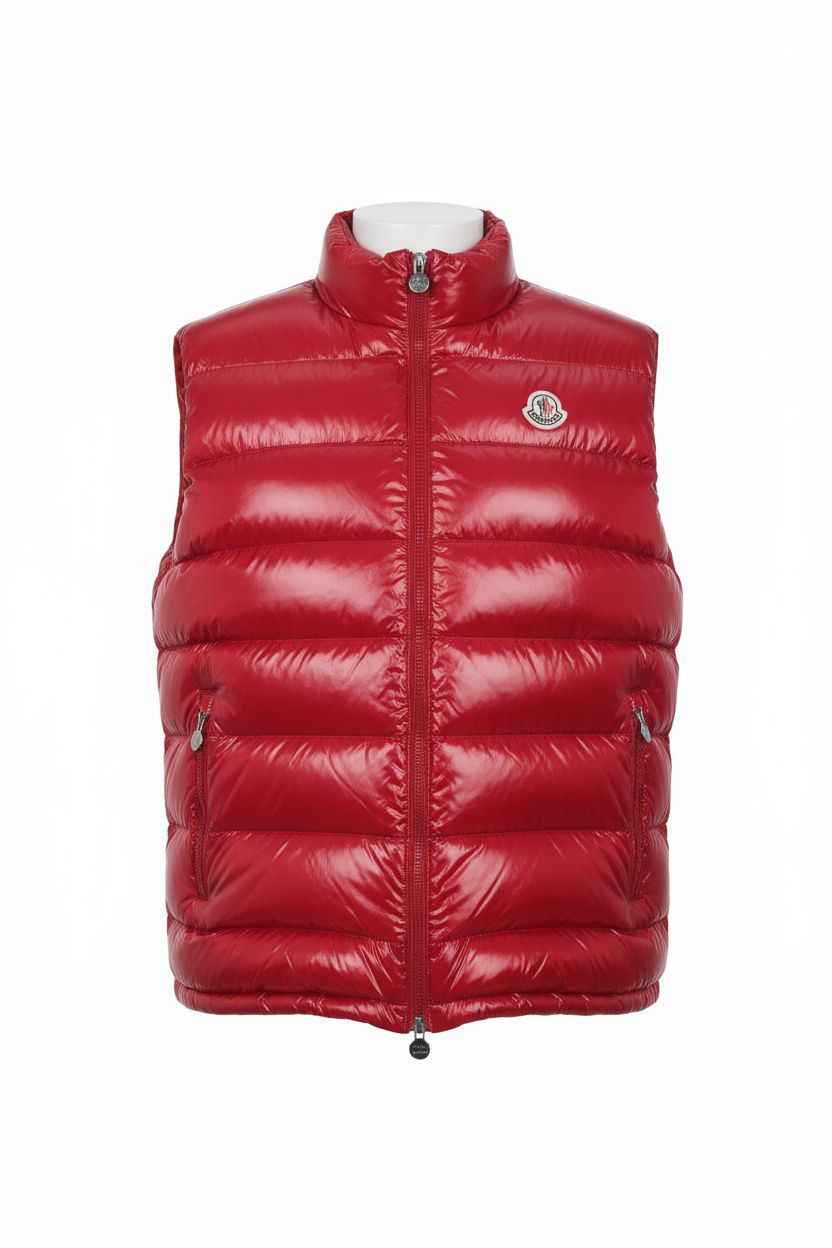 Doudoune Sans Manches Moncler Brillant - Rouge Scarlate