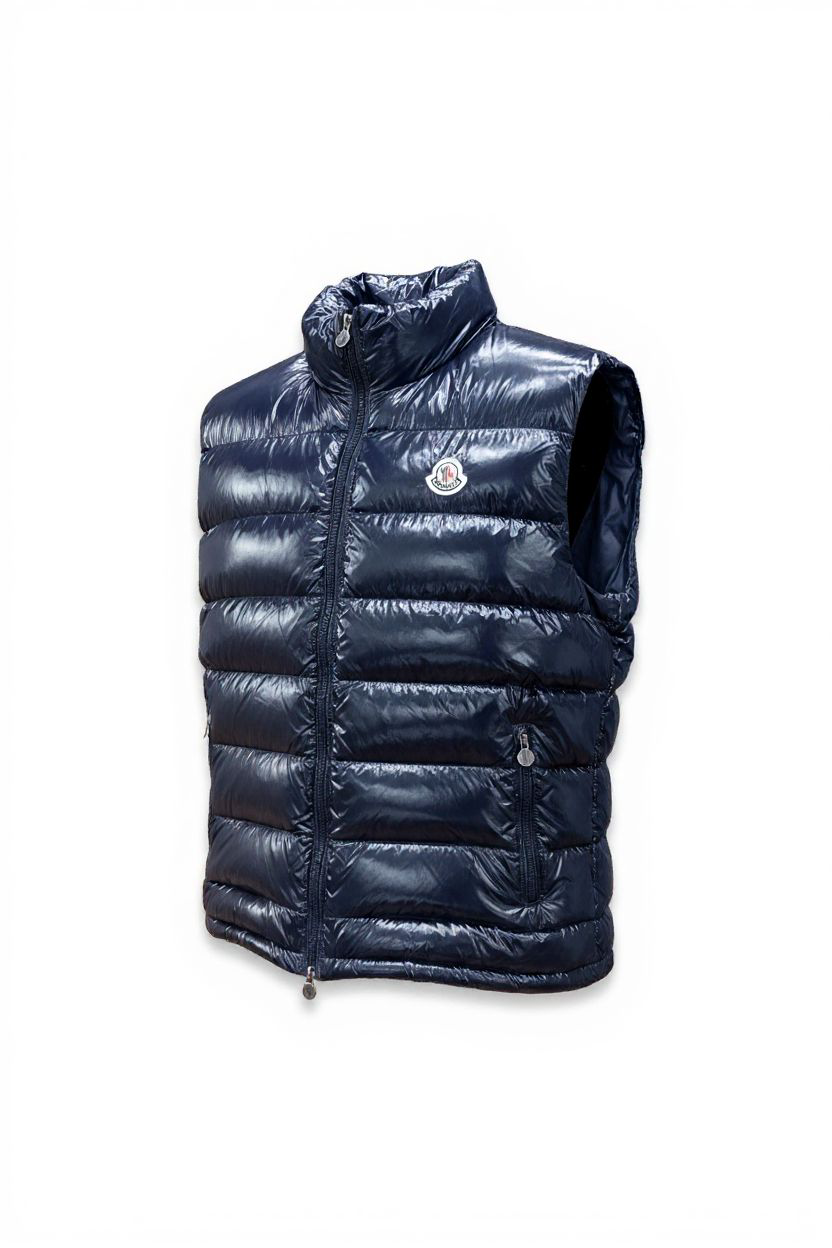 Doudoune Sans Manches Moncler Brillant - Bleu Marine Élégant