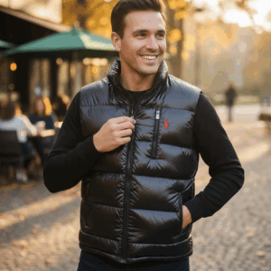 Gilet Sans Manches RL Brillant Logo Polo Pony Contrasté