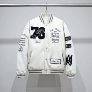 Blouson Varsity Crème "Arts District" - Appliqués Brodés