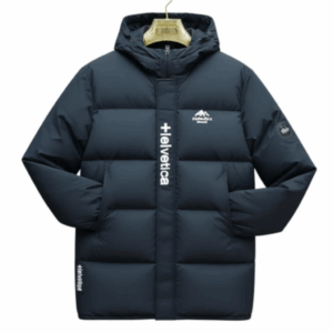 Parka d'Hiver Noire Technique - Logo Vertical Helvetica (ou Helvetia)