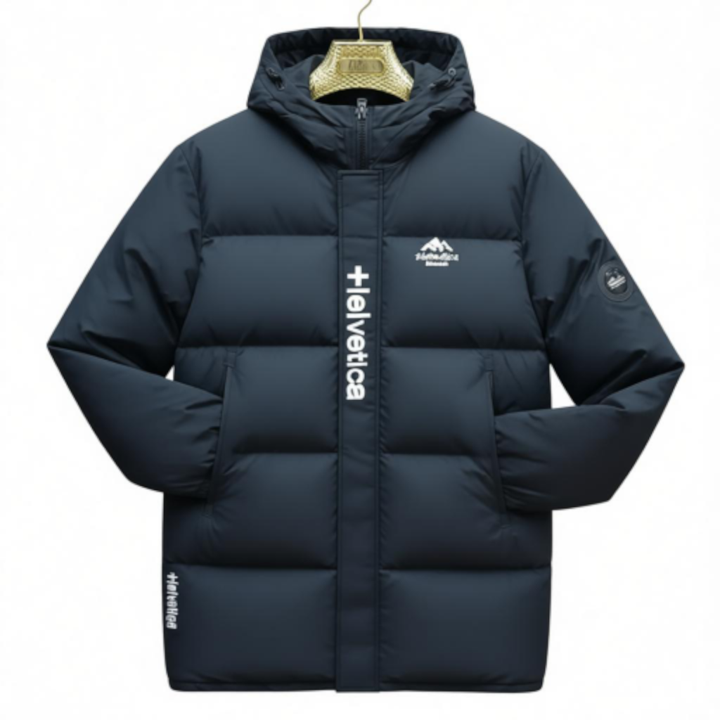 Parka d'Hiver Noire Technique - Logo Vertical Helvetica (ou Helvetia)