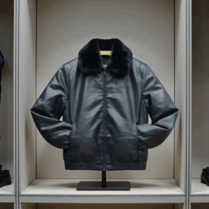 Blouson Aviateur BOSS en Simili-Cuir avec Col Amovible en Fausse Fourrure