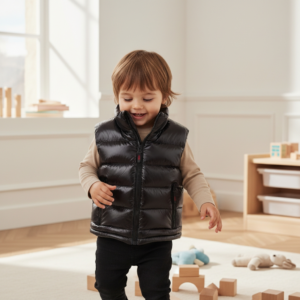 Gilet Sans Manches Enfant "Hugo Boss" – Noir Brillant Premium