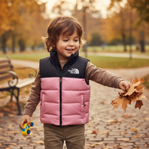 Sans manche 700 Retro pour Enfant – Rose Pastel et Noir – The North Face