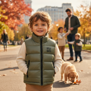 Gilet matelassé sans manches HUGO Kids - Vert Sauge
