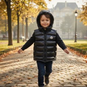 Doudoune sans manches à capuche Moncler Enfant - Noir Brillant