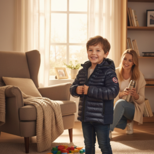 Doudoune Canada gosse Hybride pour Enfant - Bleu Marine